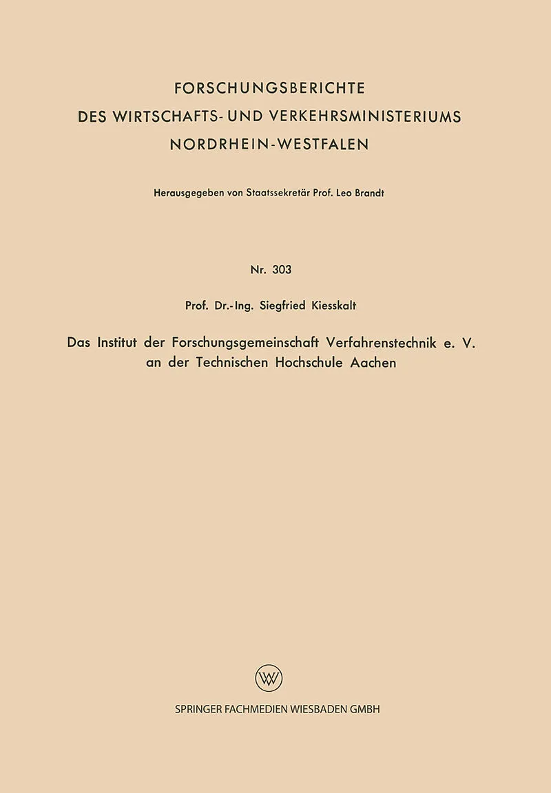 Das Institut der Forschungsgemeinschaft Verfahrenstechnik e. V. an der Technischen Hochschule Aachen