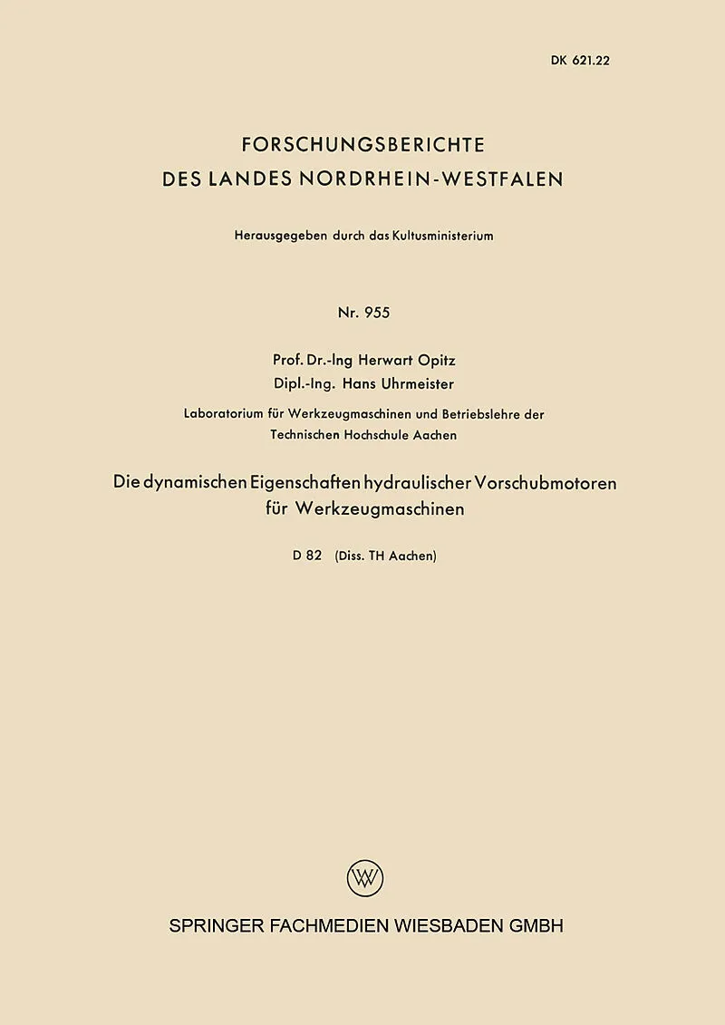 Die dynamischen Eigenschaften hydraulischer Vorschubmotoren für Werkzeugmaschinen