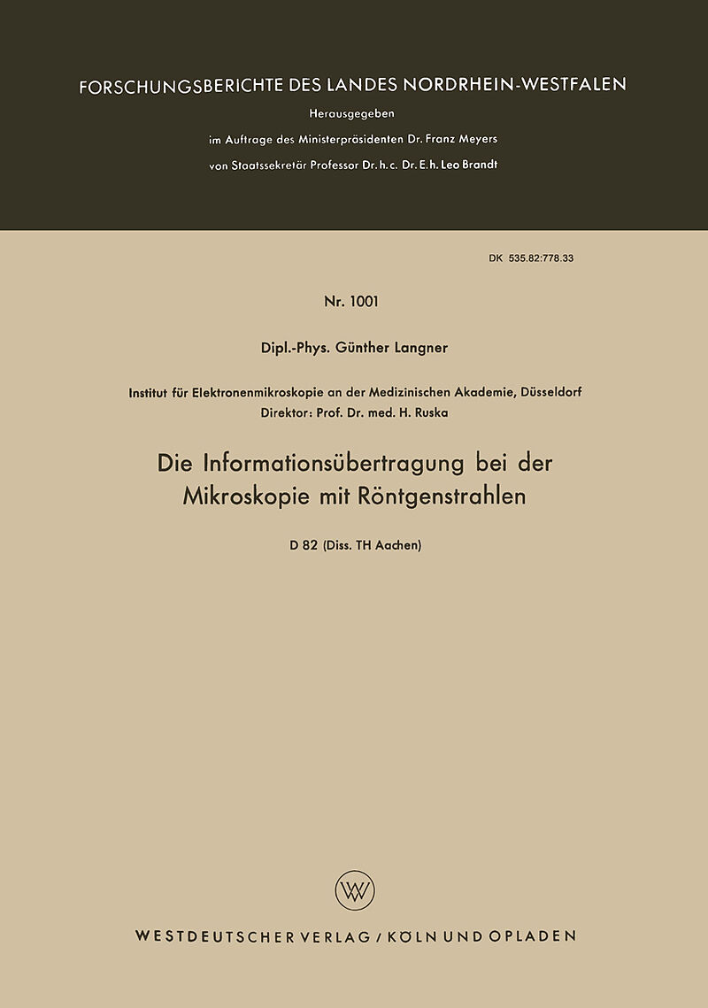 Die Informationsübertragung bei der Mikroskopie mit Röntgenstrahlen