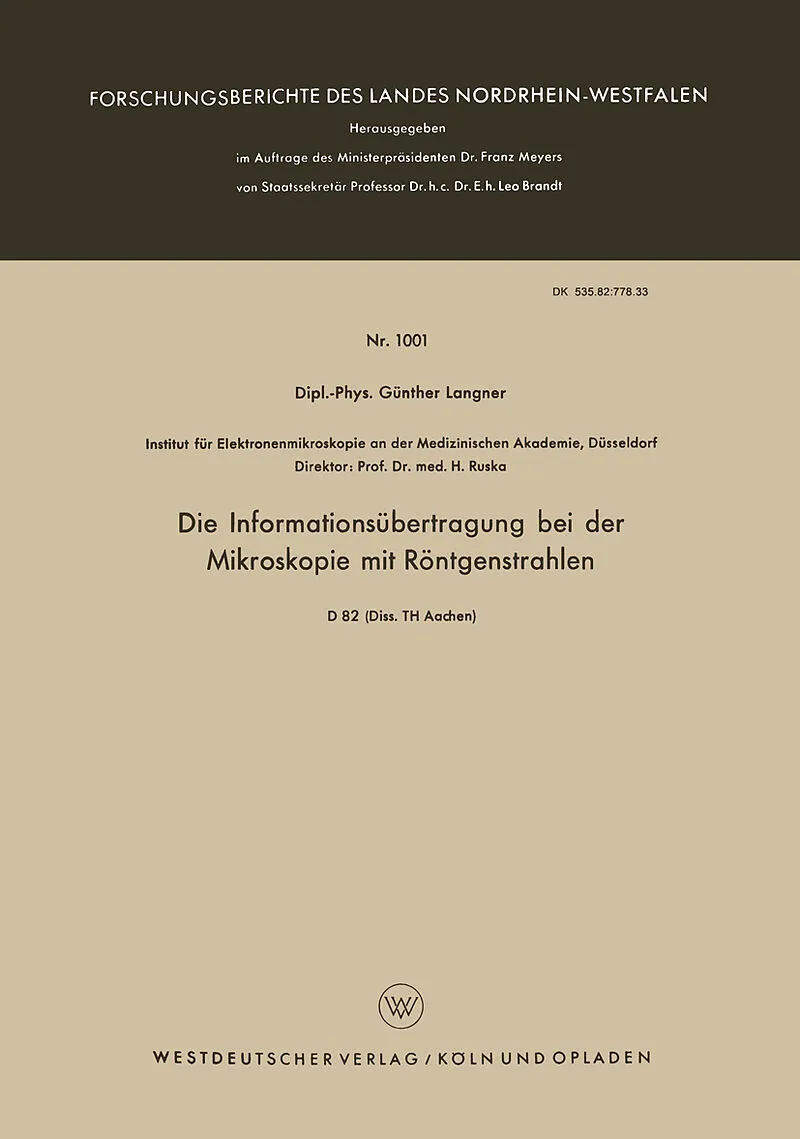 Die Informationsübertragung bei der Mikroskopie mit Röntgenstrahlen