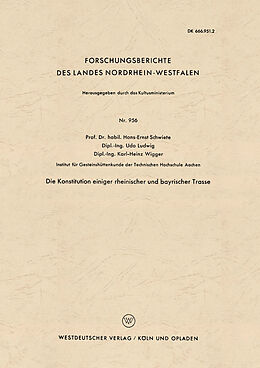 Kartonierter Einband Die Konstitution einiger rheinischer und bayrischer Trasse von Hans-Ernst Schwiete