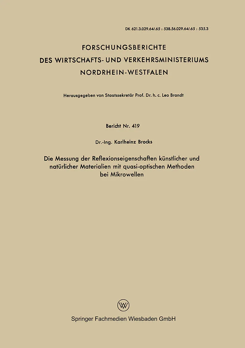 Die Messung der Reflexionseigenschaften künstlicher und natürlicher Materialien mit quasi-optischen Methoden bei Mikrowellen