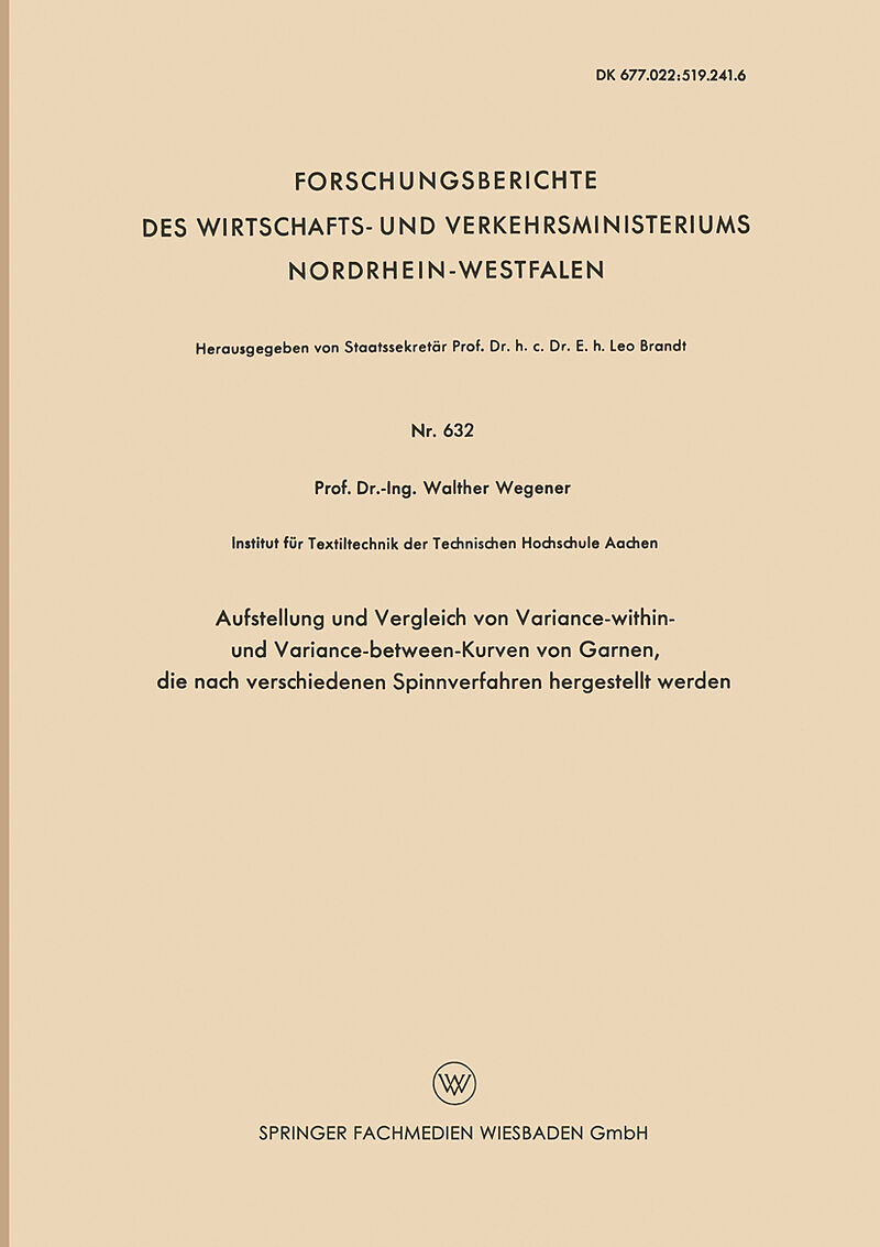 Aufstellung und Vergleich von Variance-within- und Variance-between-Kurven von Garnen, die nach verschiedenen Spinnverfahren hergestellt werden