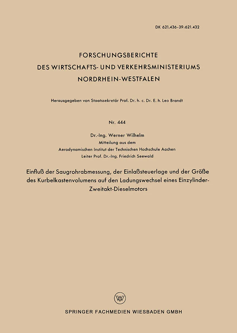 Einfluß der Saugrohrabmessung, der Einlaßsteuerlage und der Größe des Kurbelkastenvolumens auf den Ladungswechsel eines Einzylinder-Zweitakt-Dieselmotors