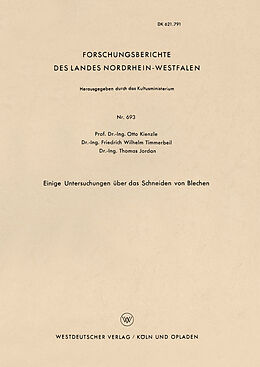 Kartonierter Einband Einige Untersuchungen über das Schneiden von Blechen von Otto Kienzle