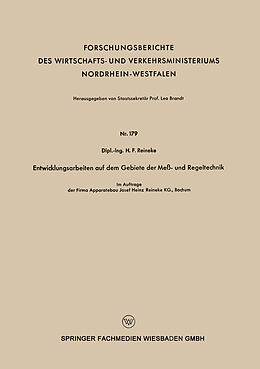 Kartonierter Einband Entwicklungsarbeiten auf dem Gebiete der Meß - und Regeltechnik von H.F. Reineke