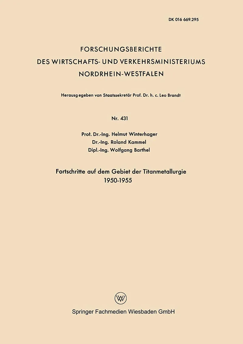 Fortschritte auf dem Gebiet der Titanmetallurgie 19501955