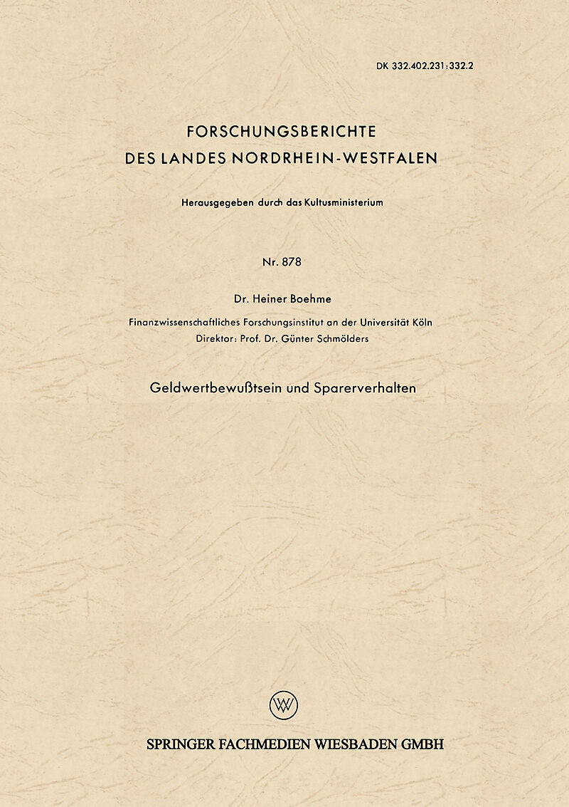Geldwertbewußtsein und Sparerverhalten