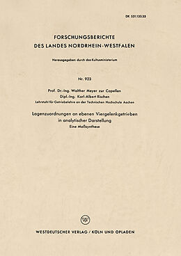 Kartonierter Einband Lagenzuordnungen an ebenen Viergelenkgetrieben in analytischer Darstellung von Walther Meyer zur Capellen