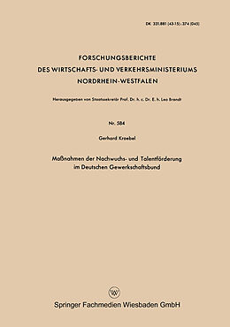 Kartonierter Einband Maßnahmen der Nachwuchs- und Talentförderung im Deutschen Gewerkschaftsbund von Gerhard Kroebel