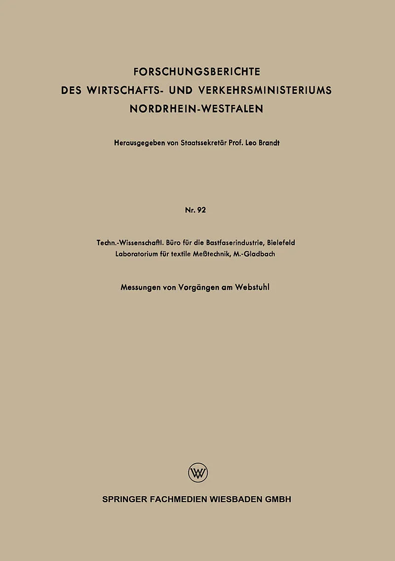 Forschungsberichte des Wirtschafts- und Verkehrsministeriums Nordrhein-Westfalen
