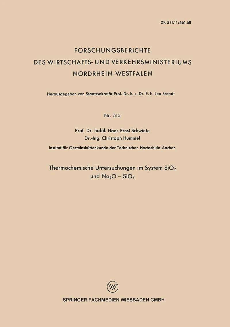 Thermochemische Untersuchungen im System SiO2 und Na2O  SiO2