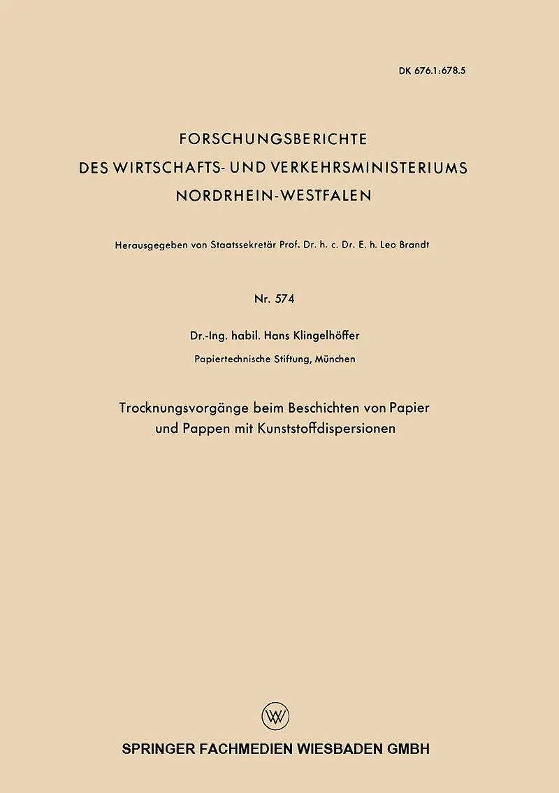 Trocknungsvorgänge beim Beschichten von Papier und Pappen mit Kunststoffdispersionen