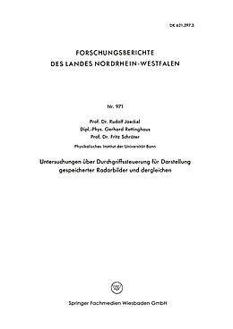 Kartonierter Einband Untersuchungen über Durchgriffssteuerung für Darstellung gespeicherter Radarbilder und dergleichen von Rudolf Jaeckel
