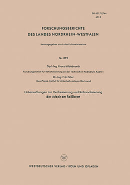 Kartonierter Einband Untersuchungen zur Verbesserung und Rationalisierung der Arbeit am Reißbrett von Franz Hildebrandt