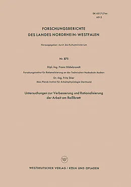 Kartonierter Einband Untersuchungen zur Verbesserung und Rationalisierung der Arbeit am Reißbrett von Franz Hildebrandt