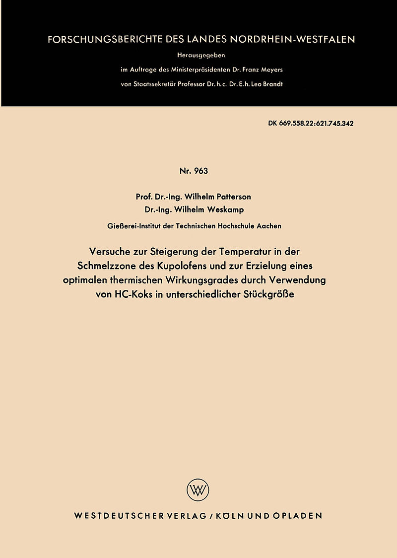 Versuche zur Steigerung der Temperatur in der Schmelzzone des Kupolofens und zur Erzielung eines optimalen thermischen Wirkungsgrades durch Verwendung von HC-Koks in unterschiedlicher Stückgröße