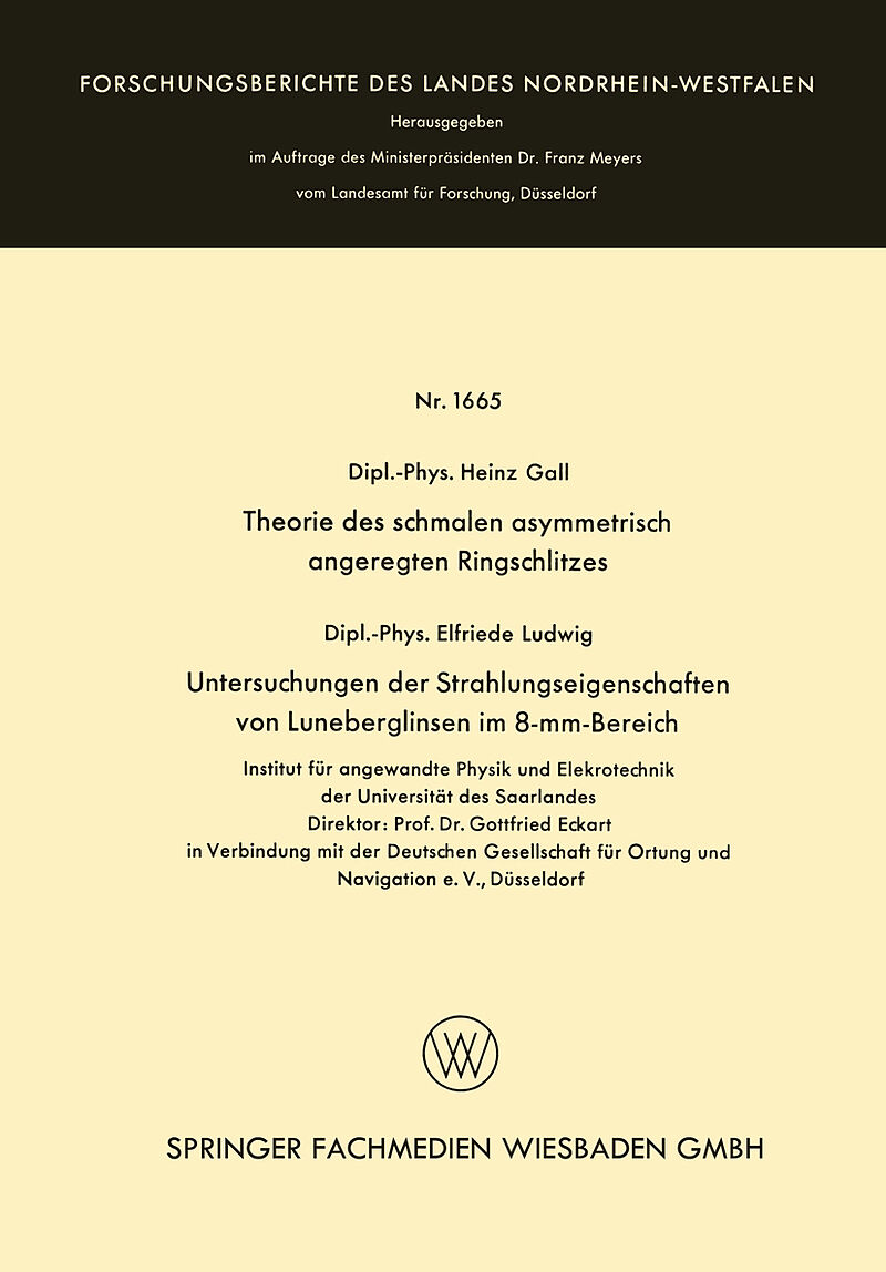 Theorie des schmalen asymmetrisch angeregten Ringschlitzes. Untersuchungen der Strahlungseigenschaften von Luneberglinsen im 8-mm-Bereich