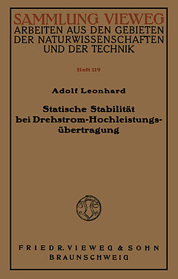 Kartonierter Einband Statische Stabilität bei Drehstrom-Hochleistungsübertragung von Adolf Leonhard
