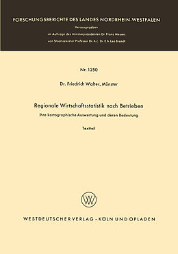 Kartonierter Einband Regionale Wirtschaftsstatistik nach Betrieben von Friedrich Walter