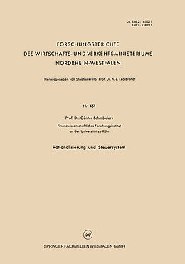 Kartonierter Einband Rationalisierung und Steuersystem von Günter Schmölders