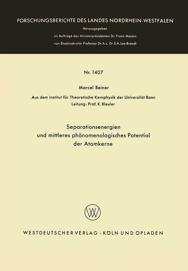 Separationsenergien und mittleres phänomenologisches Potential der Atomkerne