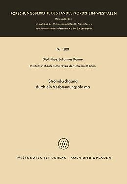 E-Book (pdf) Stromdurchgang durch ein Verbrennungsplasma von Johannes Kanne