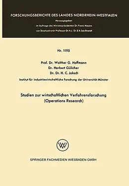 E-Book (pdf) Studien zur wirtschaftlichen Verfahrensforschung (Operations Research) von Herbert Gülicher, Walther Hoffmann