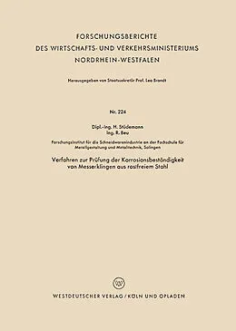 E-Book (pdf) Verfahren zur Prüfung der Korrosionsbeständigkeit von Messerklingen aus rostfreiem Stahl von Hans Stüdemann