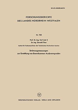 E-Book (pdf) Strömungsmessungen zur Ermittlung von Brennkammer-Ausbrenngraden von Karl Leist