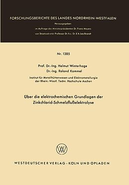 E-Book (pdf) Über die elektrochemischen Grundlagen der Zinkchlorid-Schmelzflußelektrolyse von Helmut Winterhager