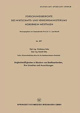 E-Book (pdf) Ungleichmäßigkeiten in Bändern von Bastfaserkarden, ihre Ursachen und Auswirkungen von Waldemar Rohs