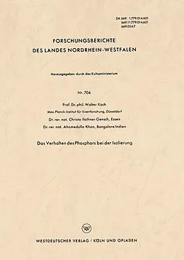 E-Book (pdf) Das Verhalten des Phosphors bei der Isolierung von Walter Koch