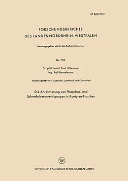 E-Book (pdf) Die Anreicherung von Phosphor- und Schwefelverunreinigungen in Acetylen-Flaschen von Paul Hölemann