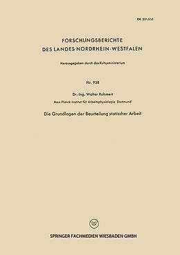 E-Book (pdf) Die Grundlagen der Beurteilung statischer Arbeit von Walter Rohmert
