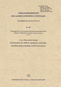 E-Book (pdf) Die Gutachten der 1956/57 nach Bolivien entsandten deutschen Sachverständigen und ihre Auswertung von Philipp Schmidt-Schlegel