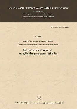 E-Book (pdf) Die harmonische Analyse an zykloidengesteuerten Schleifen von Walther Meyer zur Capellen