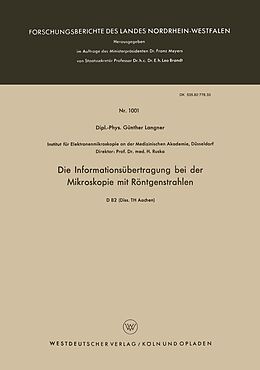 E-Book (pdf) Die Informationsübertragung bei der Mikroskopie mit Röntgenstrahlen von Günther Langner