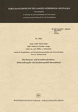 E-Book (pdf) Die Konsum- und Investitionsfunktion. Untersuchung für die Bundesrepublik Deutschland von Heinz Ismar