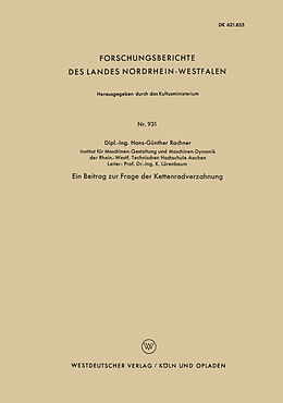 E-Book (pdf) Ein Beitrag zur Frage der Kettenradverzahnung von Hans-Günther Rachner