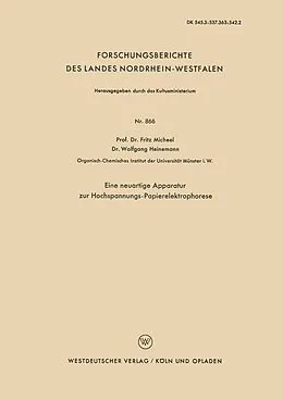 E-Book (pdf) Eine neuartige Apparatur zur Hochspannungs-Papierelektrophorese von Fritz Micheel
