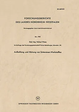 E-Book (pdf) Aufkohlung und Härtung von Sintereisen-Werkstoffen von Helmut Weiss