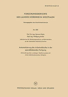 E-Book (pdf) Automatisierung des Arbeitsablaufes in der spanabhebenden Fertigung von Herwart Opitz
