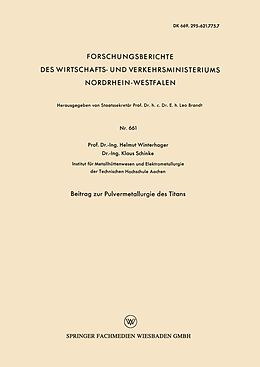 E-Book (pdf) Beitrag zur Pulvermetallurgie des Titans von Helmut Winterhager