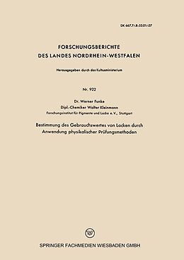 E-Book (pdf) Bestimmung des Gebrauchswertes von Lacken durch Anwendung physikalischer Prüfungsmethoden von Werner Funke