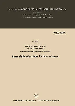 E-Book (pdf) Beton als Strahlenschutz für Kernreaktoren von Kurt Walz