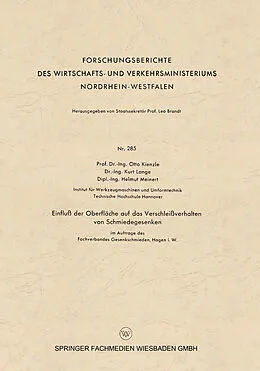 E-Book (pdf) Einfluß der Oberfläche auf das Verschleißverhalten von Schmiedegesenken von Otto Kienzle