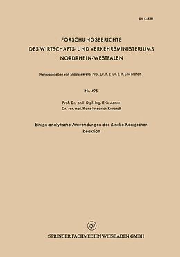 E-Book (pdf) Einige analytische Anwendungen der Zincke-Königschen Reaktion von Erik Asmus