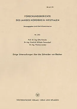 E-Book (pdf) Einige Untersuchungen über das Schneiden von Blechen von Otto Kienzle