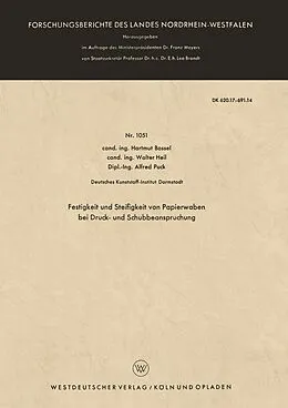 E-Book (pdf) Festigkeit und Steifigkeit von Papierwaben bei Druck- und Schubbeanspruchung von Hartmut Bossel